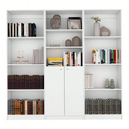 3 Piece Living Room Set with 3 Bookcases, White