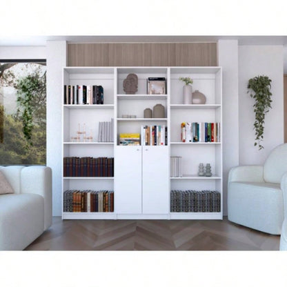 3 Piece Living Room Set with 3 Bookcases, White