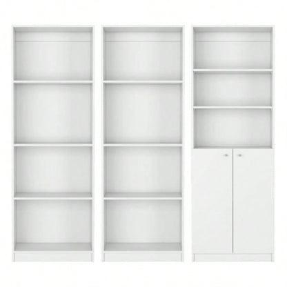 3 Piece Living Room Set with 3 Bookcases, White