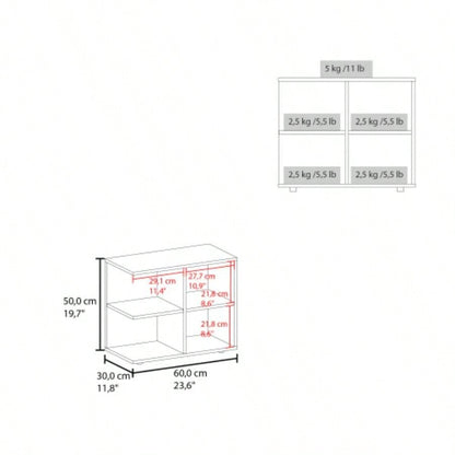Console Sideboard Cart, Natural Oak, 4 Shelves
