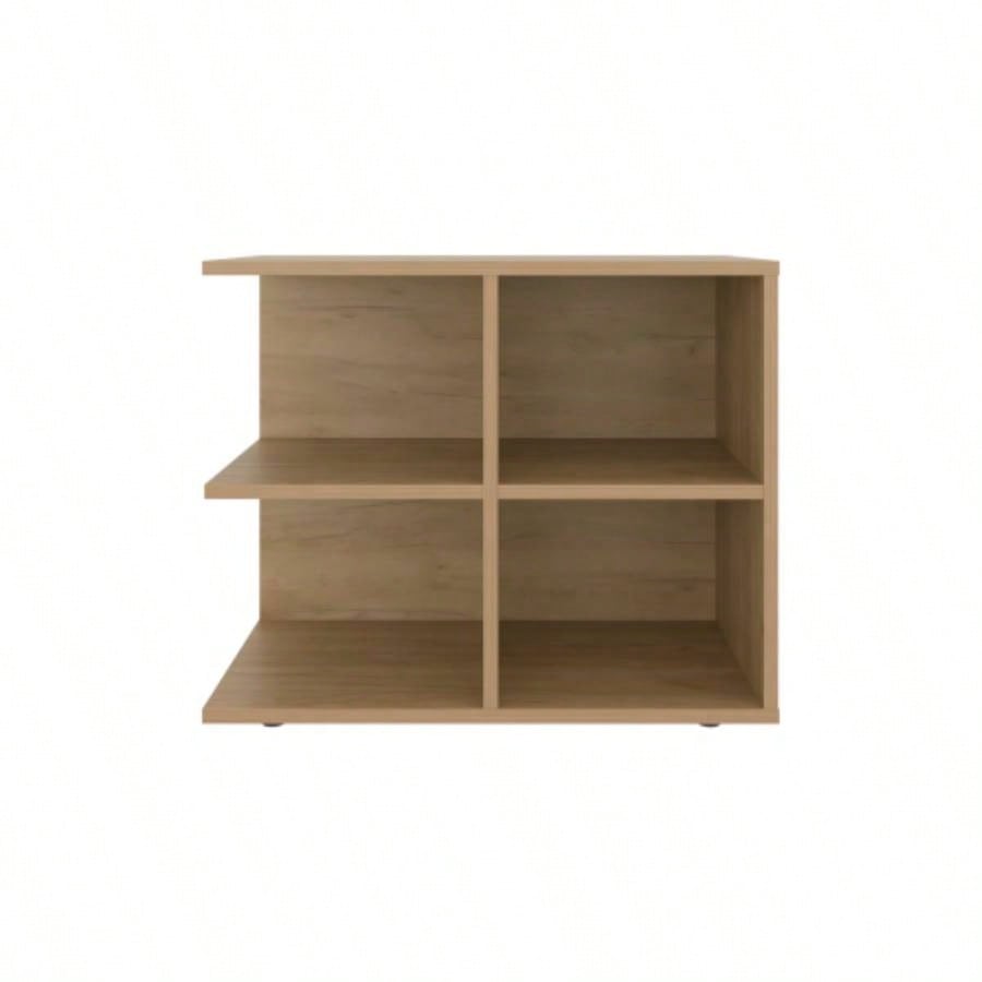 Console Sideboard Cart, Natural Oak, 4 Shelves