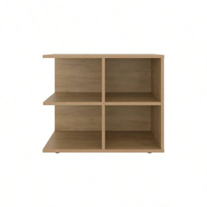 Console Sideboard Cart, Natural Oak, 4 Shelves