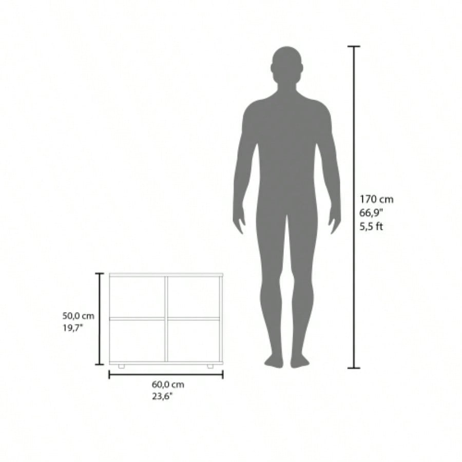 Console Sideboard Cart, Natural Oak, 4 Shelves