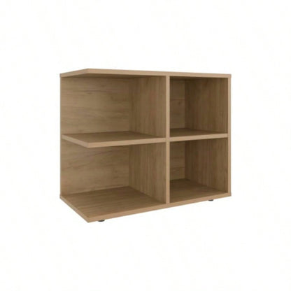 Console Sideboard Cart, Natural Oak, 4 Shelves