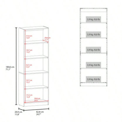 4 - Tier Bookcase with Modern Storage Books and Decor, Dark Walnut/ Black Wengue