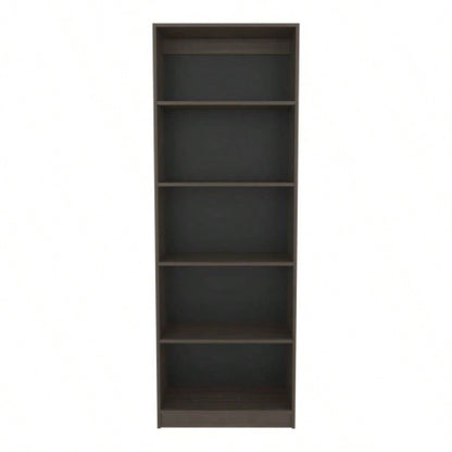 4 - Tier Bookcase with Modern Storage Books and Decor, Dark Walnut/ Black Wengue