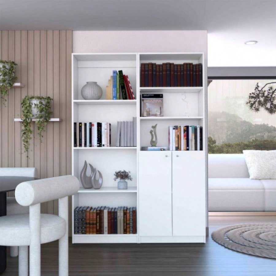 Veta 2 Piece Living Room Set with 2 Bookcases, White