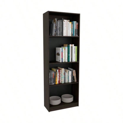 Bookcase with Spacious Tier - Shelving Design, Dark Walnut/ Black Wengue