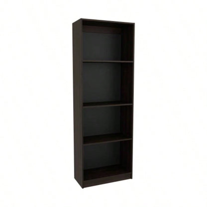 Bookcase with Spacious Tier - Shelving Design, Dark Walnut/ Black Wengue