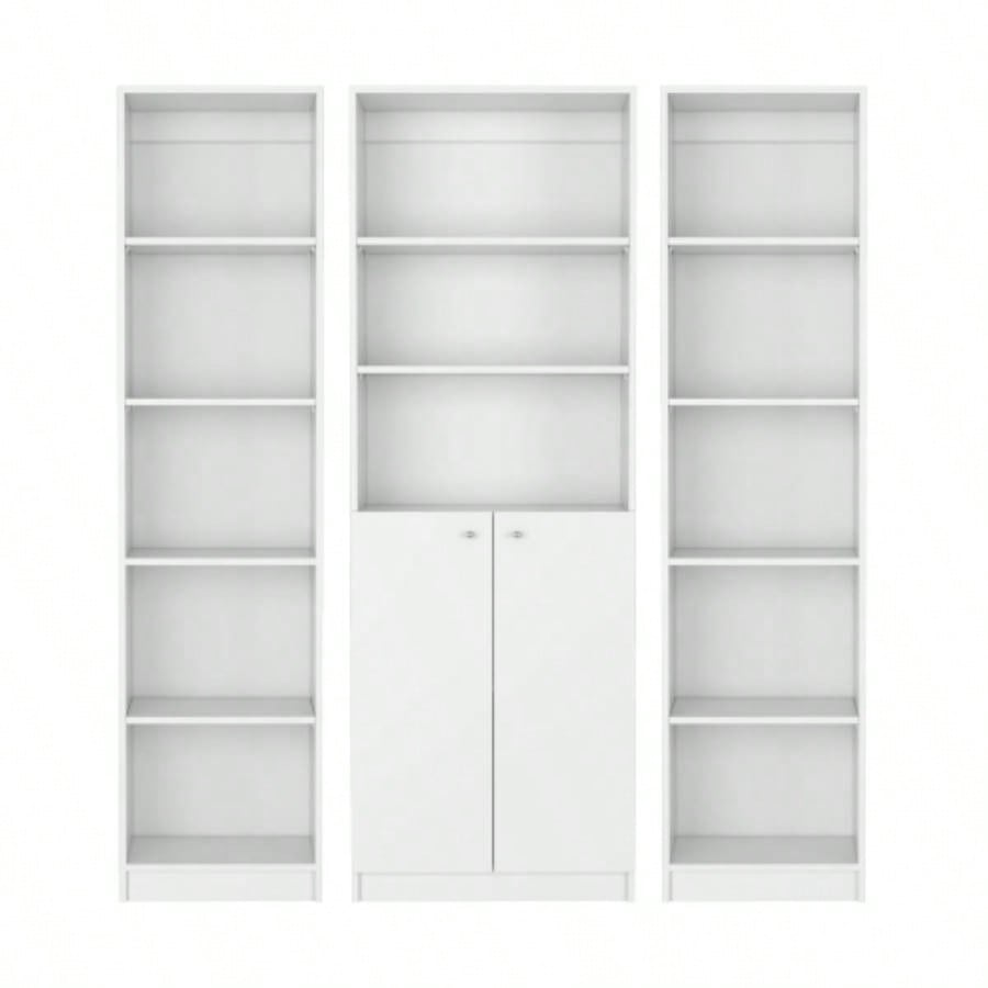Aberdeen 3 Piece Living Room Set with 3 Bookcases, White