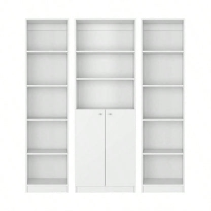 Aberdeen 3 Piece Living Room Set with 3 Bookcases, White