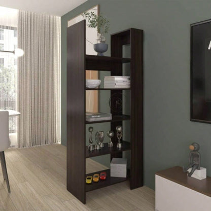 Bookcase, 5 Shelves, Dark Walnut