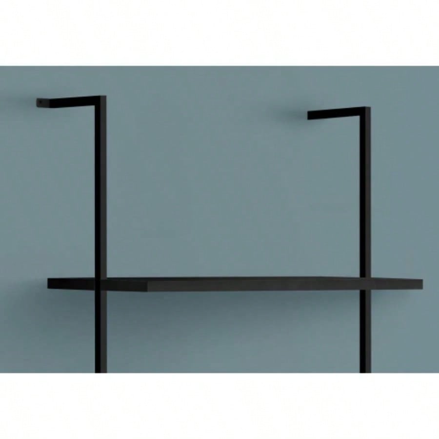 Bookshelf, Bookcase, Etagere, Ladder, 5 Tier, 72h, Office, Bedroom, Black Laminate, Black Metal, Contemporary, Modern