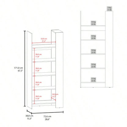 Bookcase, 5 Shelves, Dark Walnut