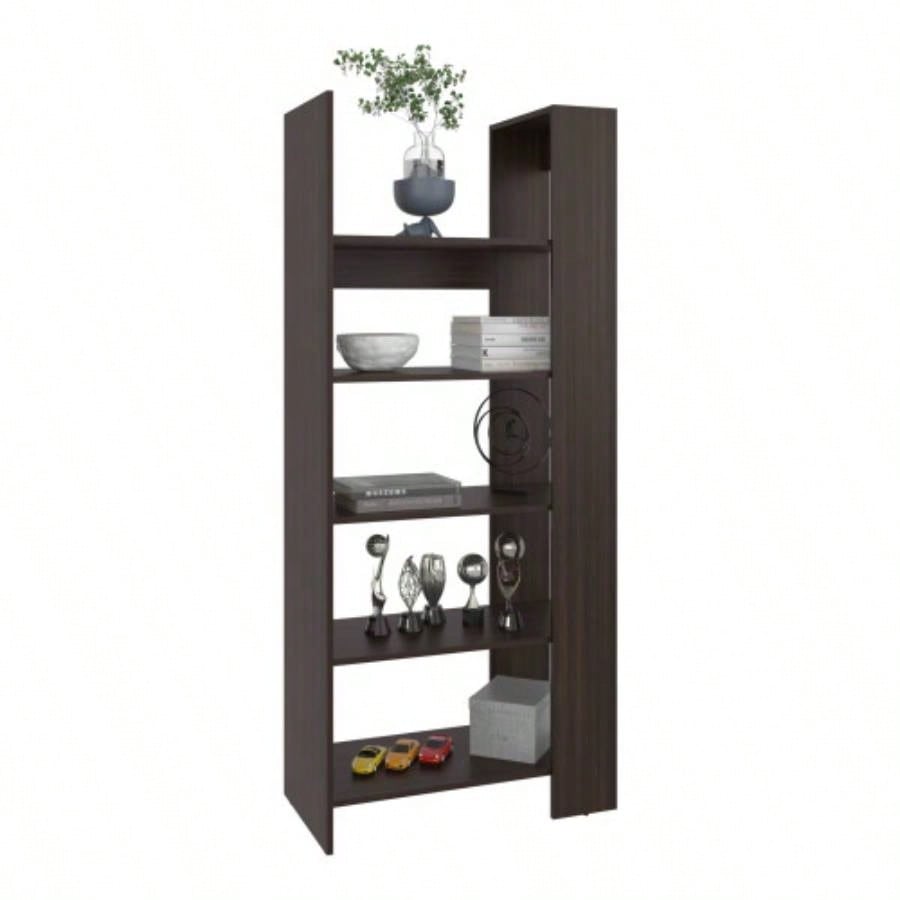 Bookcase, 5 Shelves, Dark Walnut
