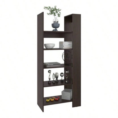 Bookcase, 5 Shelves, Dark Walnut