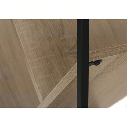 Bookshelf, Bookcase, Etagere, 3 Tier, 60h, Office, Bedroom, Brown Laminate, Black Metal, Contemporary, Modern