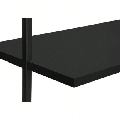 Bookshelf, Bookcase, Etagere, Ladder, 5 Tier, 72h, Office, Bedroom, Black Laminate, Black Metal, Contemporary, Modern