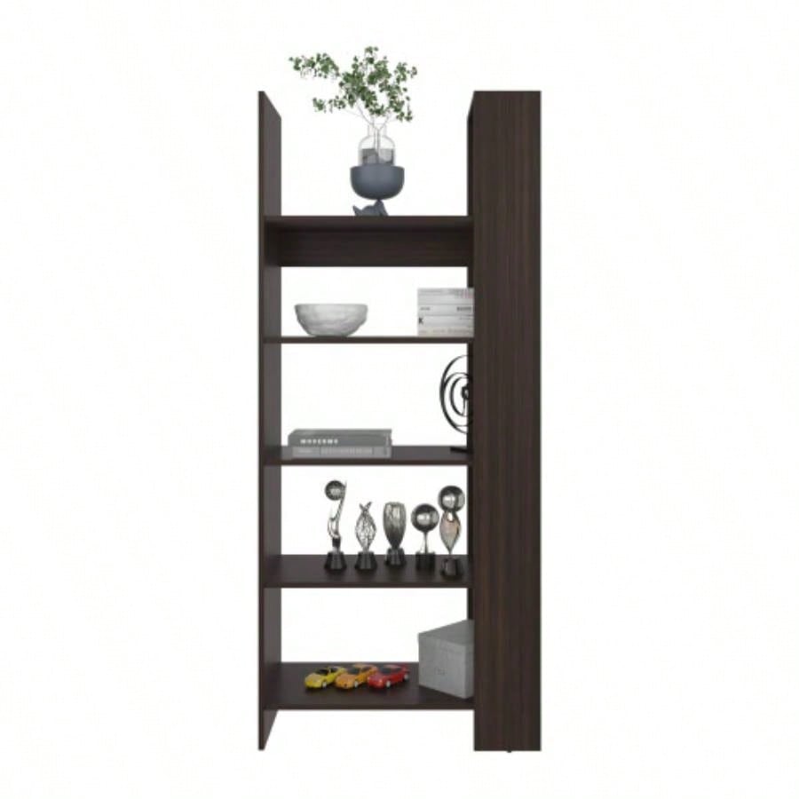 Bookcase, 5 Shelves, Dark Walnut