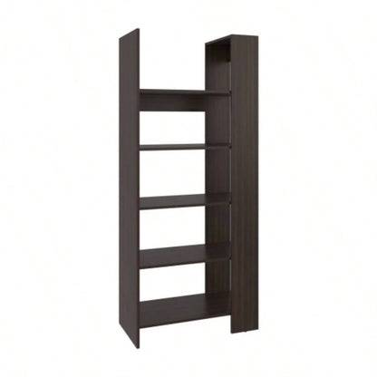 Bookcase, 5 Shelves, Dark Walnut