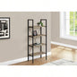 Bookshelf, Bookcase, 4 Tier, 48h, Office, Bedroom, Brown Laminate, Black Metal, Contemporary, Modern