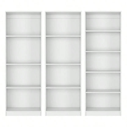 Chelton 3 Piece Living Room Set with 3 Bookcases, Matt Gray/ White