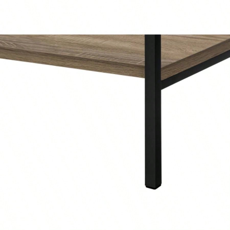 Bookshelf, Bookcase, 4 Tier, 48h, Office, Bedroom, Brown Laminate, Black Metal, Contemporary, Modern