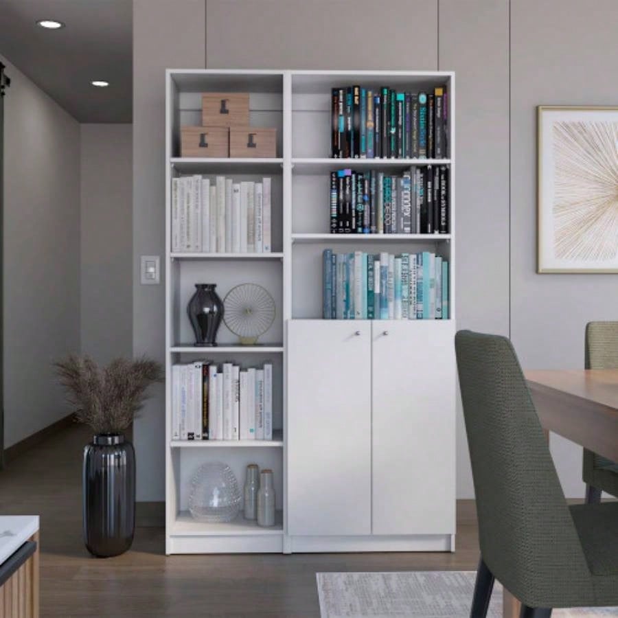 Cedar 2 Piece Living Room Set with 2 Bookcases, White