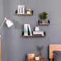 Floating Shelves, Long Wall Shelves Set of 3, Wall Mounted Shelves with Brackets Bedroom, Living Room, Kitchen, Bathroom - Natural Wood