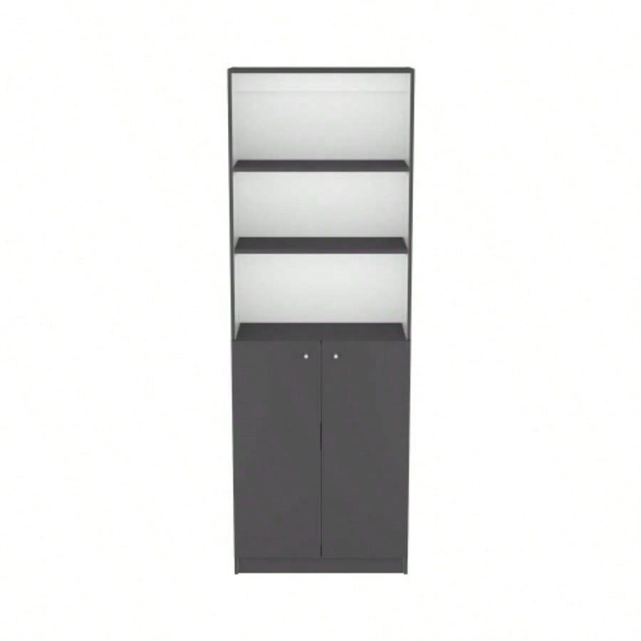 Bookcase Dual - Door Benzoni, Office, Matt Gray/ White