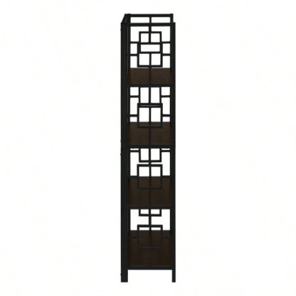 Bookshelf, Bookcase, Etagere, 4 Tier, 62h, Office, Bedroom, Brown Laminate, Black Metal, Contemporary, Modern