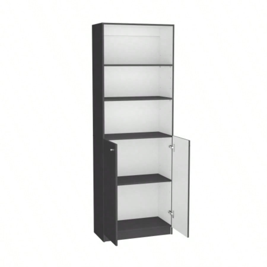 Bookcase Dual - Door Benzoni, Office, Matt Gray/ White