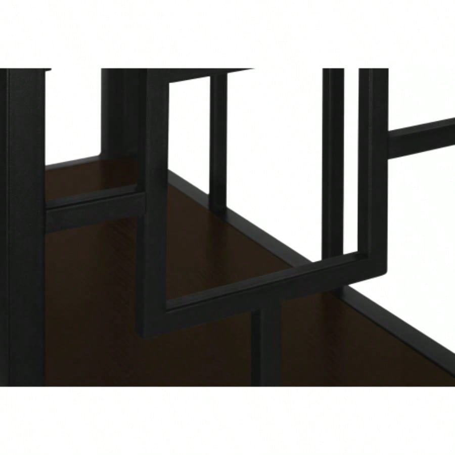 Bookshelf, Bookcase, Etagere, 4 Tier, 62h, Office, Bedroom, Brown Laminate, Black Metal, Contemporary, Modern