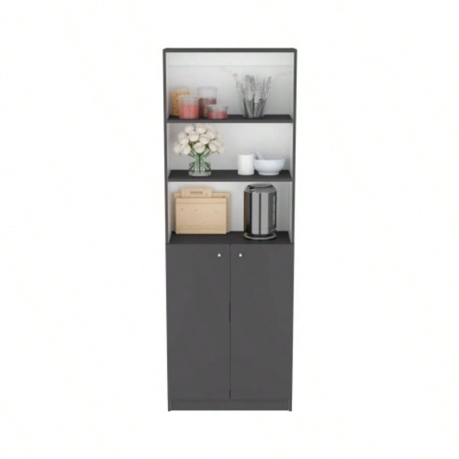 Bookcase Dual - Door Benzoni, Office, Matt Gray/ White