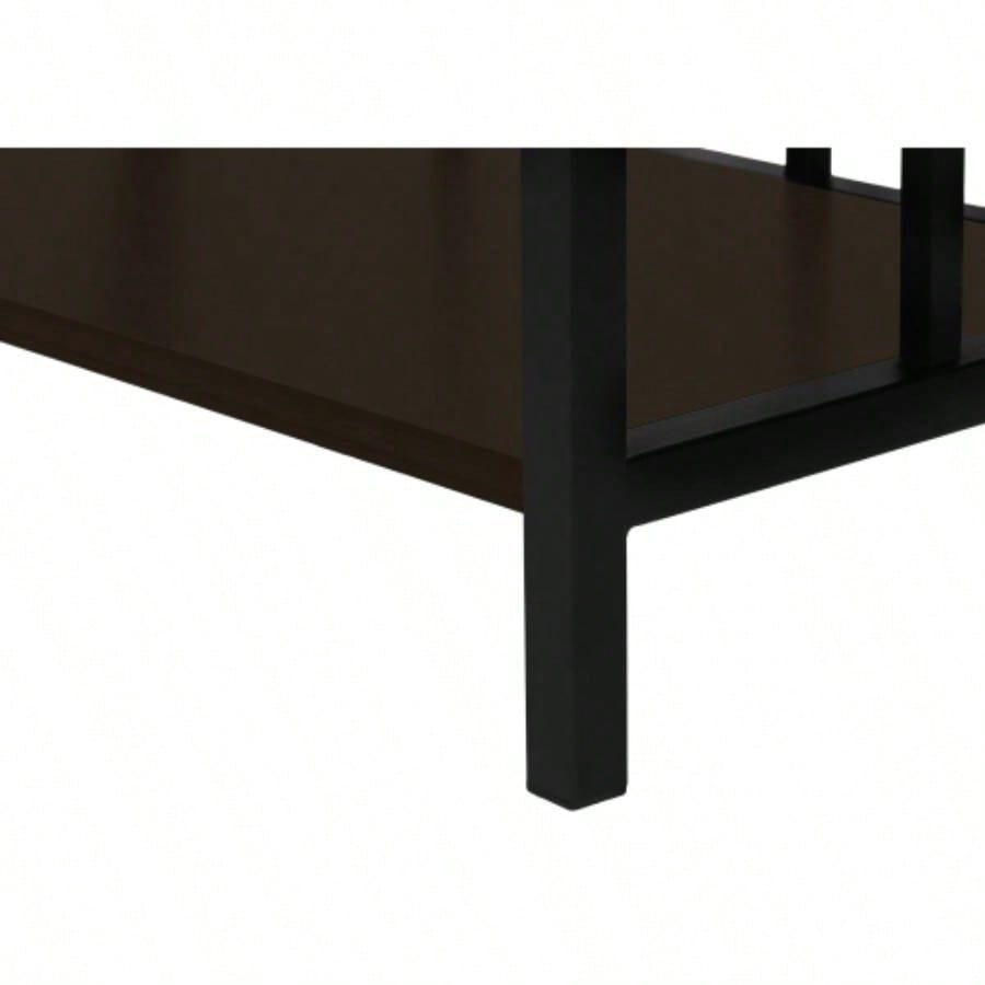 Bookshelf, Bookcase, Etagere, 4 Tier, 62h, Office, Bedroom, Brown Laminate, Black Metal, Contemporary, Modern