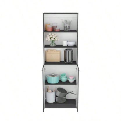 Bookcase Dual - Door Benzoni, Office, Matt Gray/ White