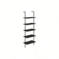 Bookshelf, Bookcase, Etagere, Ladder, 5 Tier, 72h, Office, Bedroom, Black Marble Look Laminate, Black Metal, Contemporary, Modern