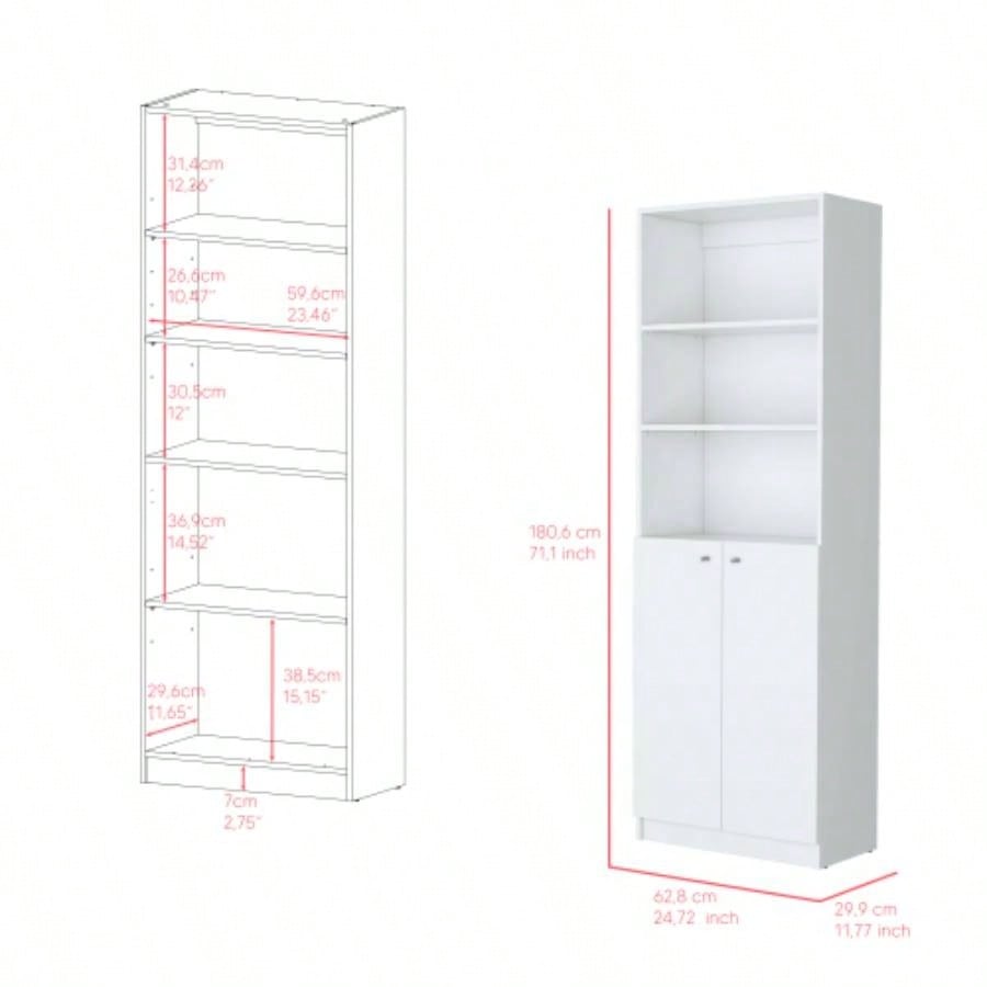 Bookcase Dual - Door Benzoni, Office, White