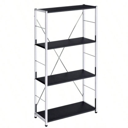 Black and 4 - Tier Rectangular Bookshelf