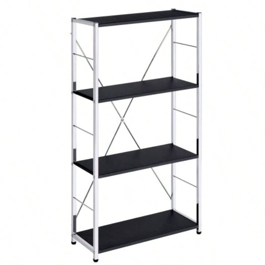 Black and 4 - Tier Rectangular Bookshelf