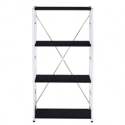 Black and 4 - Tier Rectangular Bookshelf