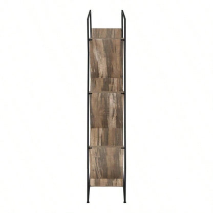 Bookshelf, Bookcase, Etagere, 3 Tier, 60h, Office, Bedroom, Black Laminate, Black Metal, Contemporary, Modern