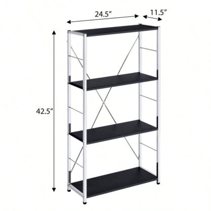 Black and 4 - Tier Rectangular Bookshelf
