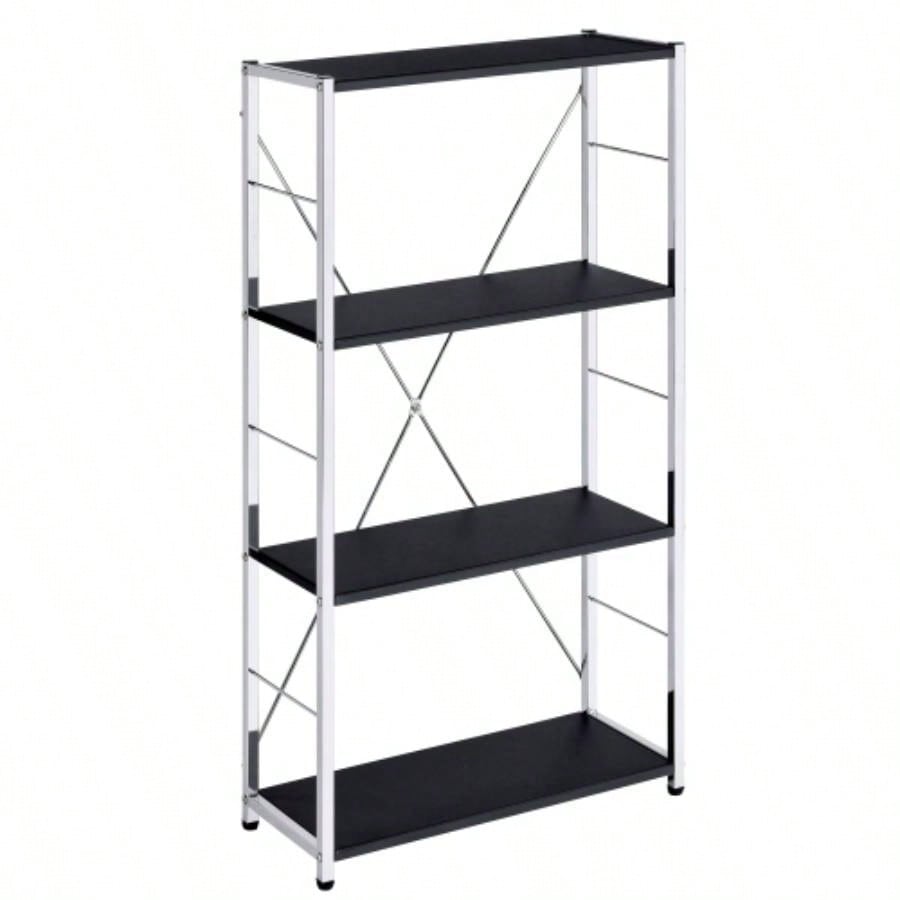 Black and 4 - Tier Rectangular Bookshelf