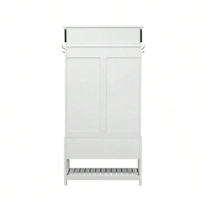 U - Can Hall Tree with 6 Hooks and Hinged Lid, Coat Hanger, Entryway, Storage, 3 - in - 1 Design, 69INCH, Entrance, Hallway