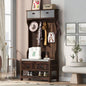 U - Can Hall Tree with 6 Hooks and Hinged Lid, Coat Hanger, Entryway, Storage, 3 - in - 1 Design, 69INCH, Entrance, Hallway