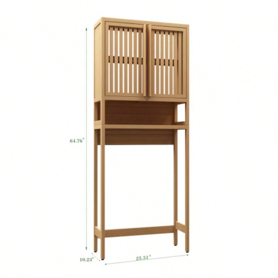 Toilet storage rack, bathroom, laundry room, space saving, natural color