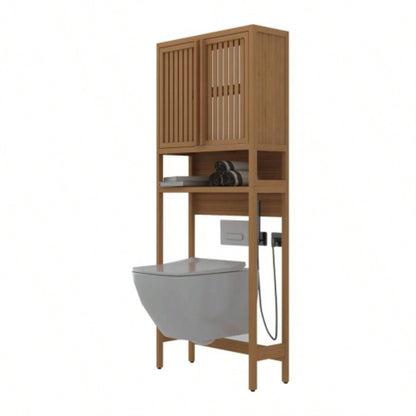 Toilet storage rack, bathroom, laundry room, space saving, natural color