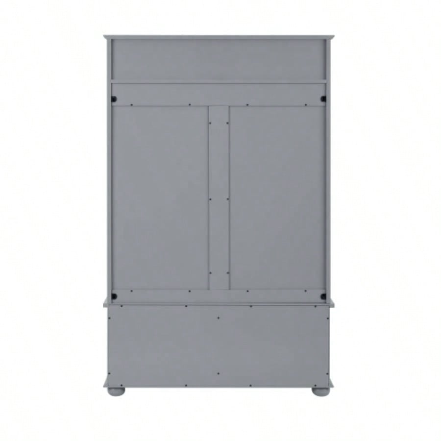 Classic Cosatal Style Hall Tree Entryway with Open Shelves and Shoe Cabinets, SOLID WOOD Feet, Gray, 4018.5D*64.5H