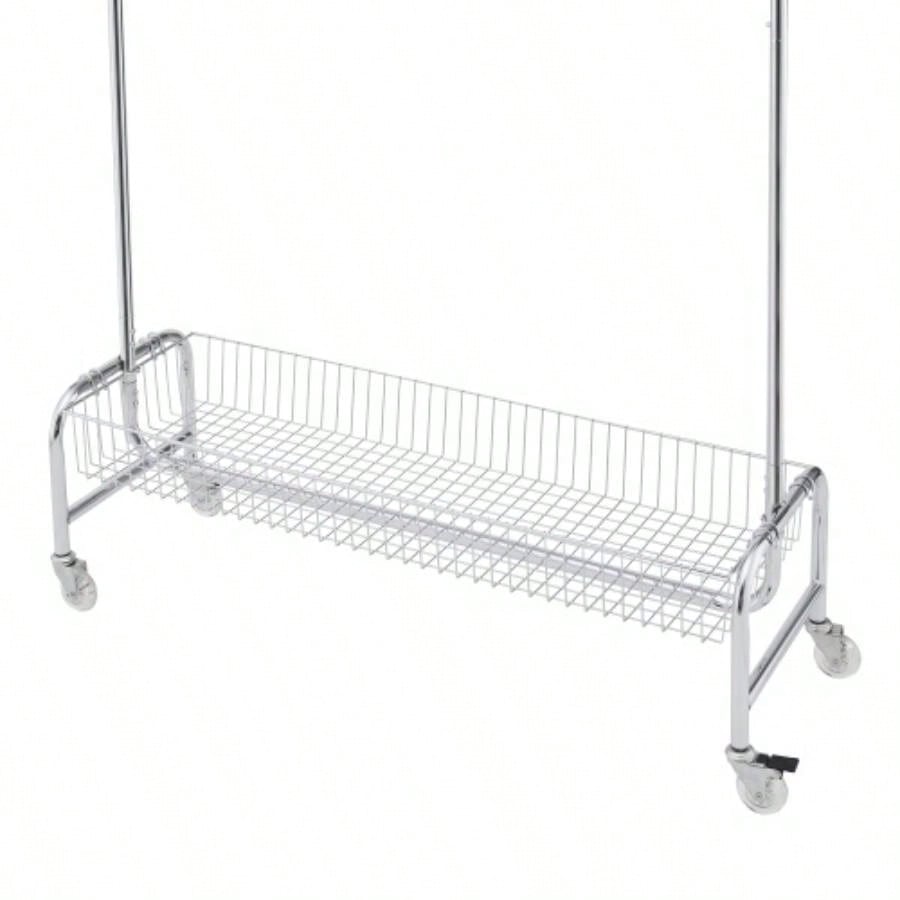 Garment Rack with Basket on Wheels Rolling Clothes Rack Hanging Clothes Heavy Duty Garment Rack, 2 pcs in one carton